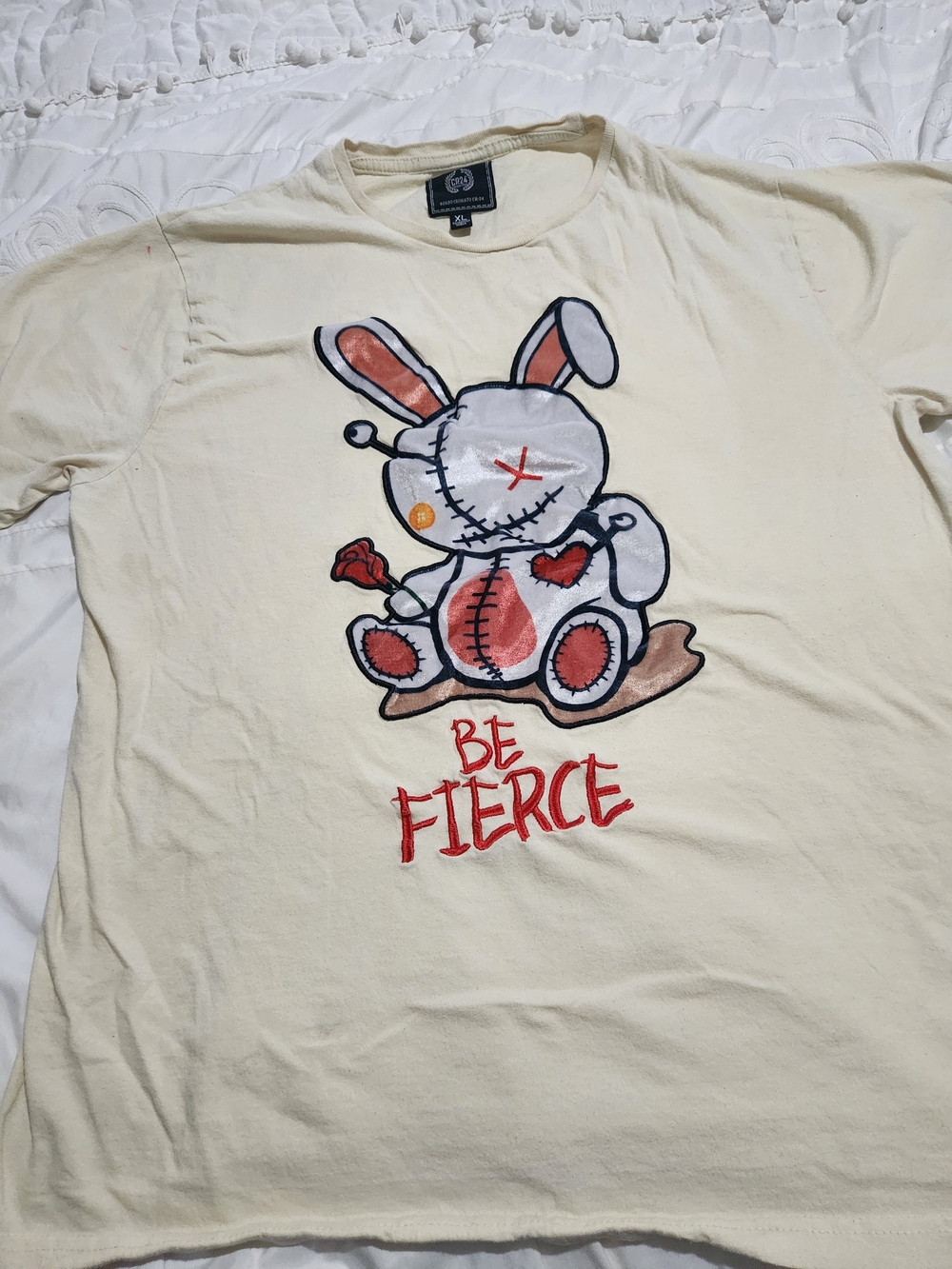 CR-24 Chrome Edge Be Fierce Cream Graphic Short Sleeve Tee